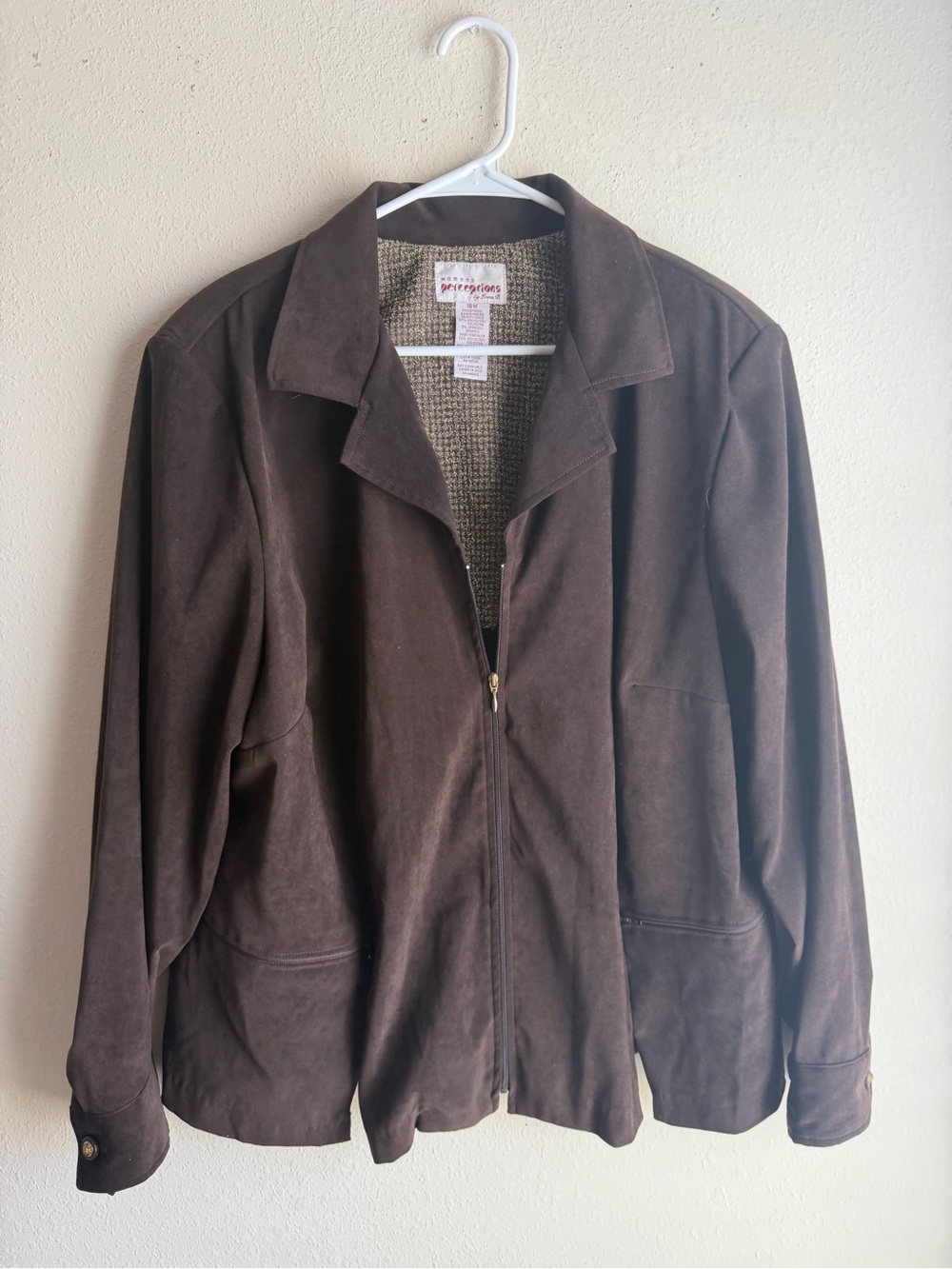 Perceptions Brown Zip-Front Shirt Jacket